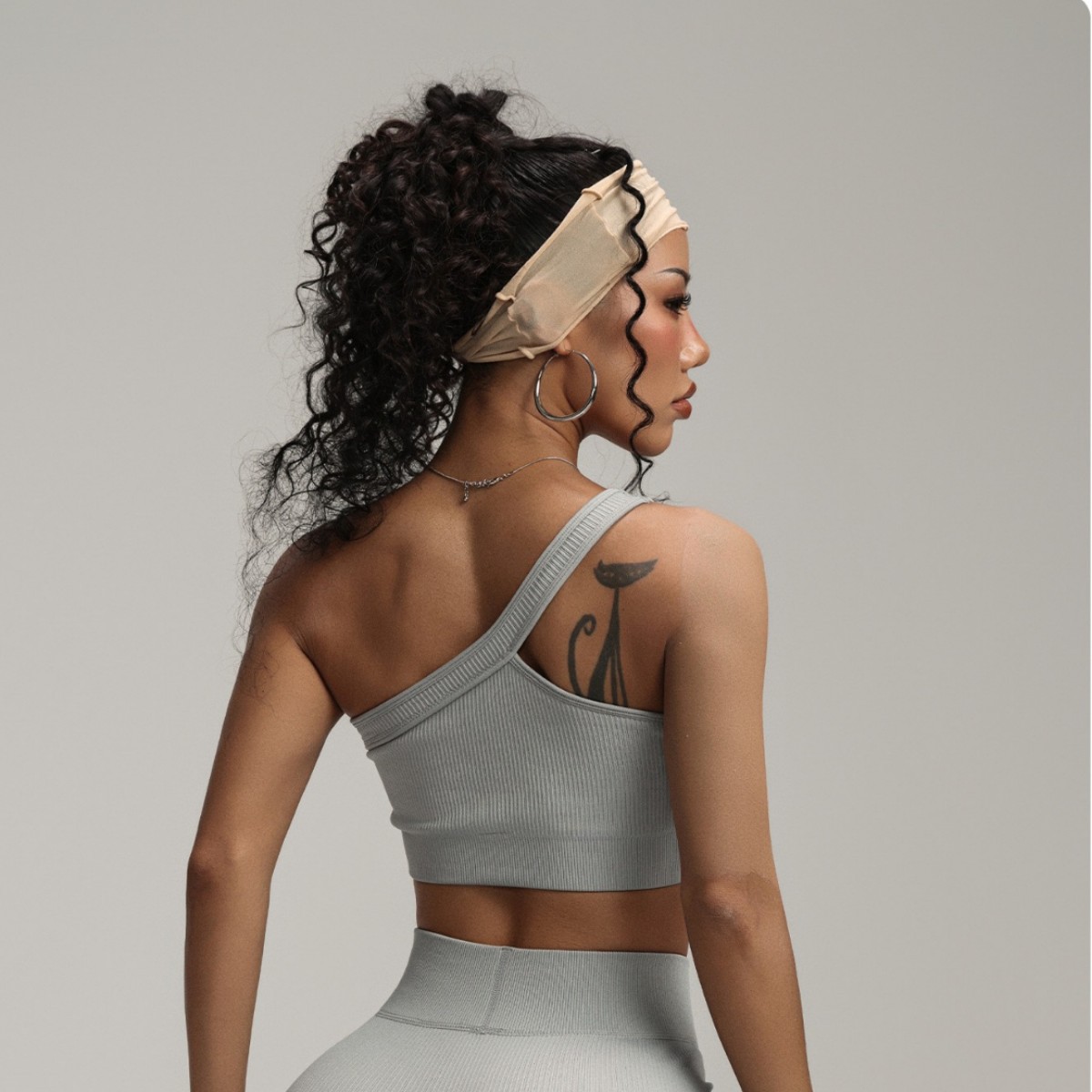 Seamless Ribbed Workout Tank Top - Gerippter Sport-BH für Damen, einseitig, sexy,