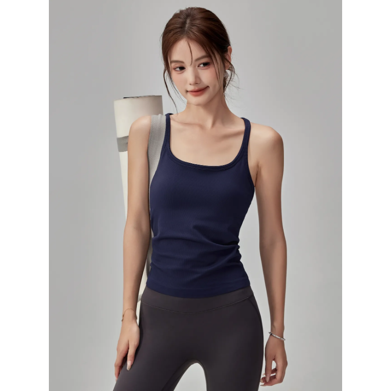 Seamless Ribbed Workout Tank Top - Geripptes, nahtloses Tanktop für Damen mit
