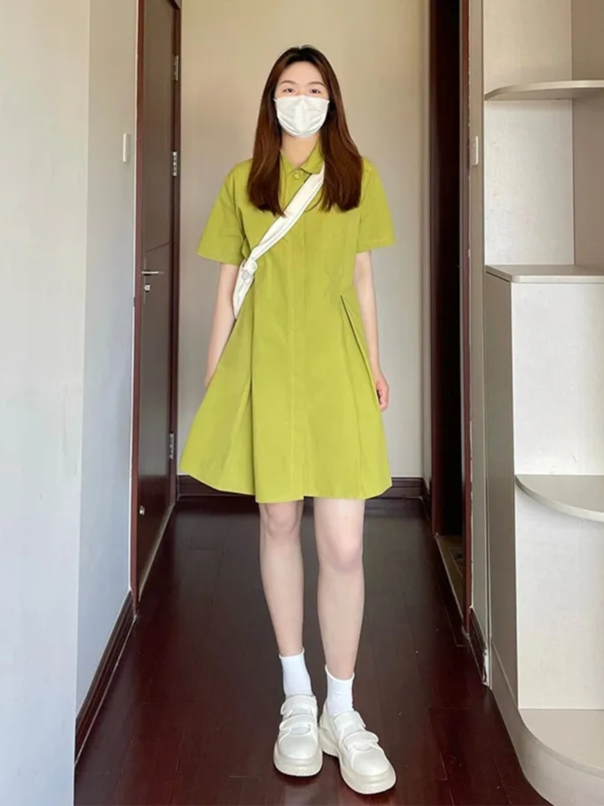 Korean Style A Line Shirt Dress - Übergröße Hemdkleid für Damen Locker Geschnittenes
