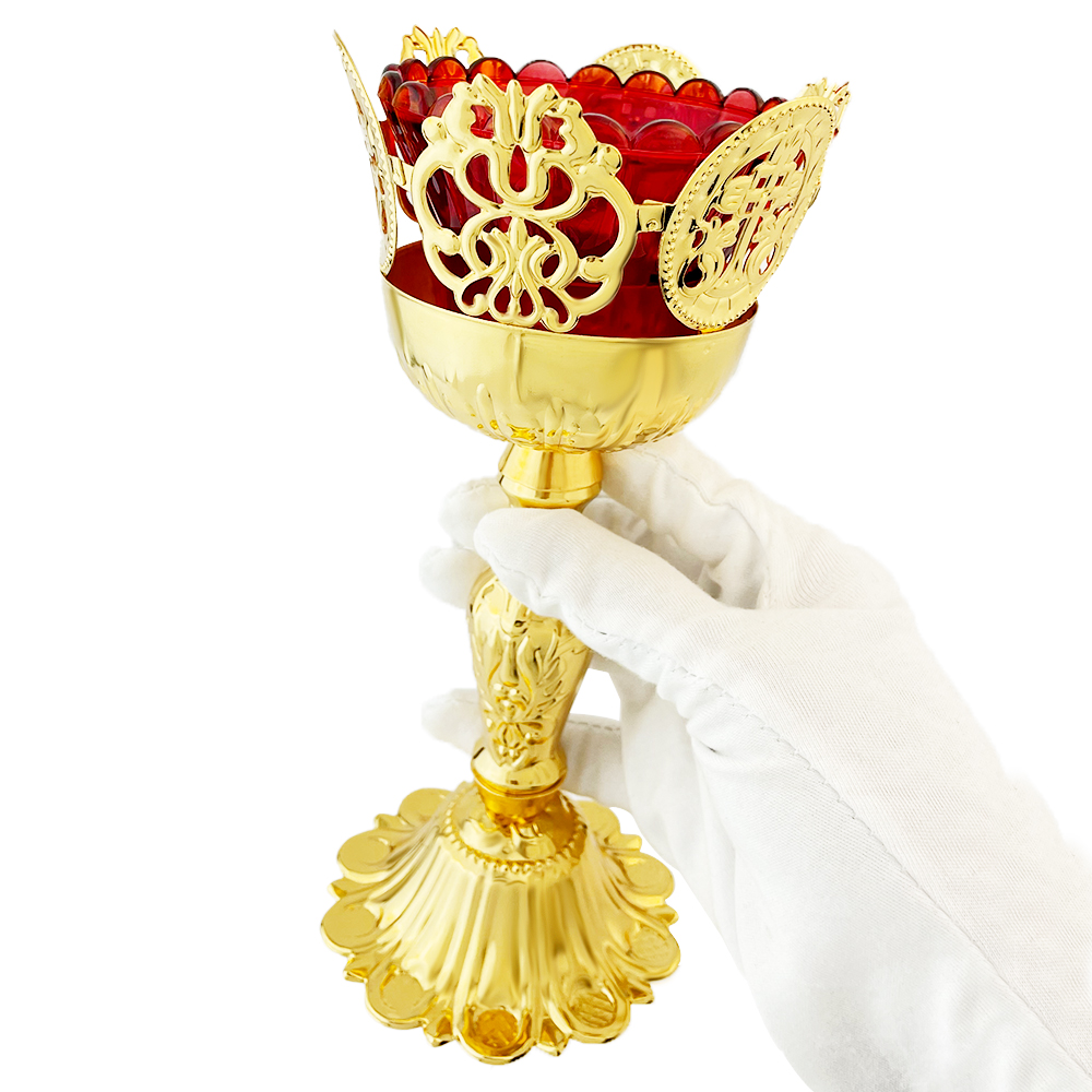 Tops - Exquisites hohles Spitzenoberteil, orthodoxes Vigil-Licht, vergoldetes