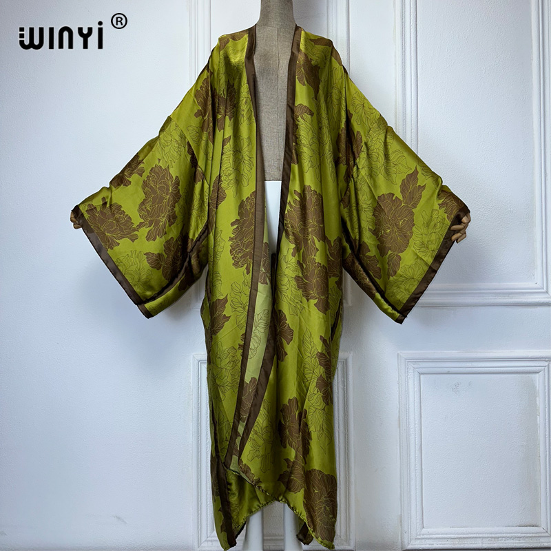 Boho Summer Beach Maxi Dress - WINYI Kimonos mit Afrika-Boho-Aufdruck, lange Kleider