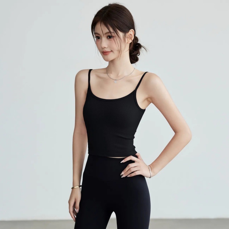 Seamless Ribbed Workout Tank Top - Nahtloses geripptes Yoga-Cami-Tanktop für Damen mit