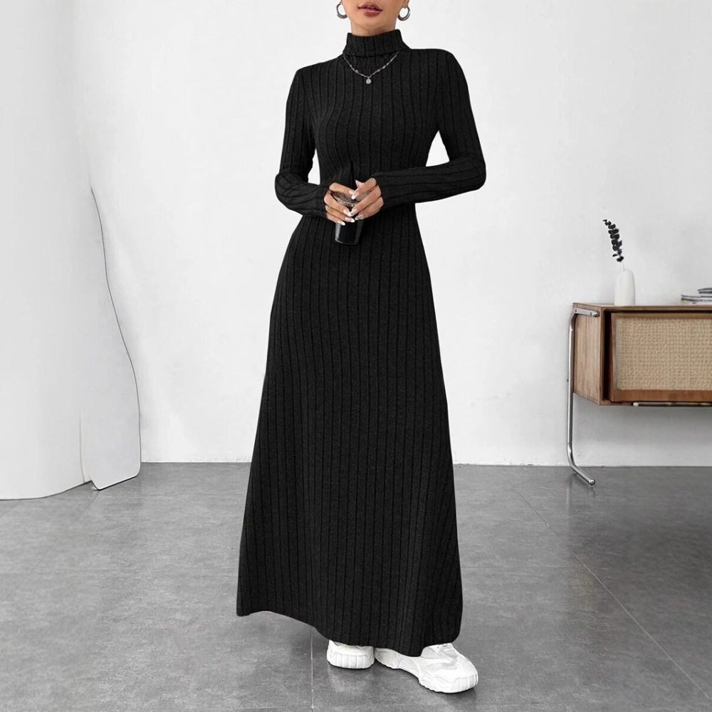 Elegantes Herbstkleid mit hohe – Bodycon Long Sleeve Ribbed Dress Bewertung und Preis