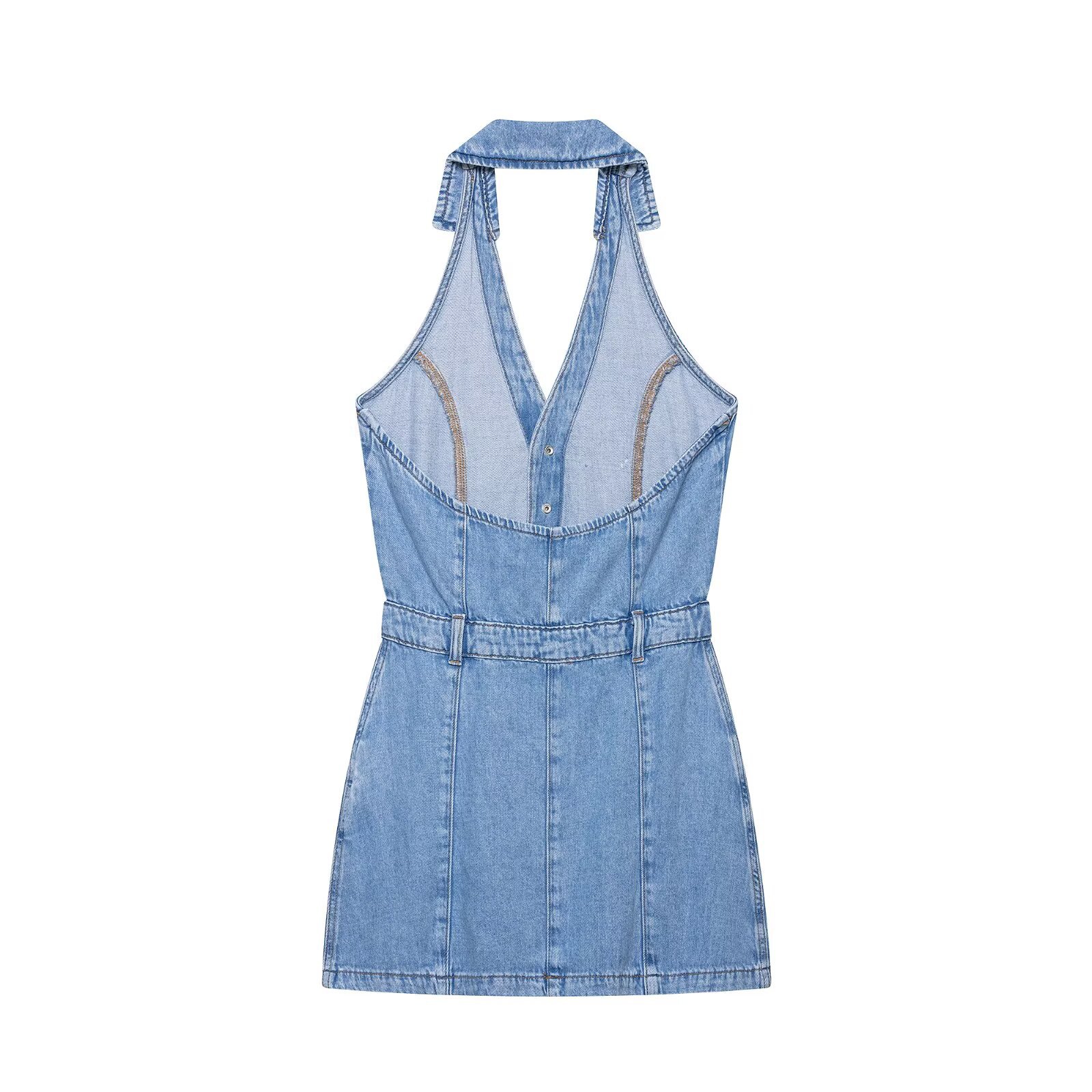 Y2K Halter Denim Minikleid Dam – Y2K Backless Halter Mini Dress Bewertung und Preis
