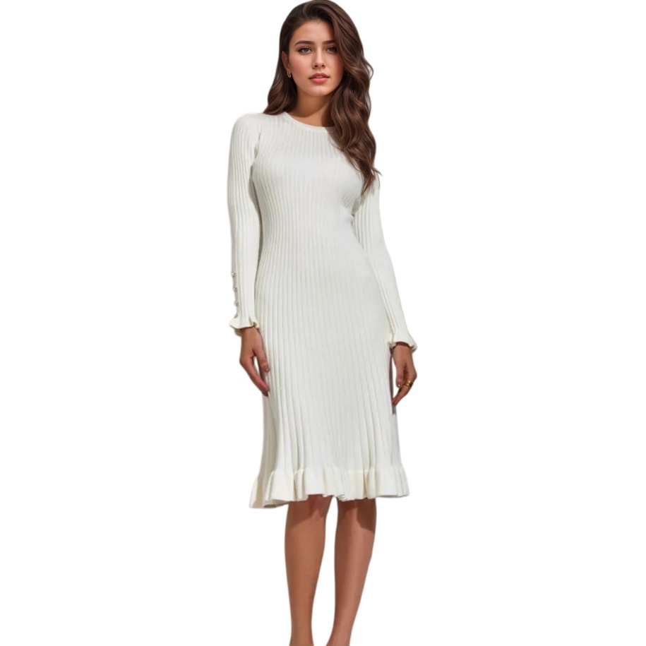 Geripptes, langärmliges, figur – Bodycon Long Sleeve Ribbed Dress Bewertung und Preis