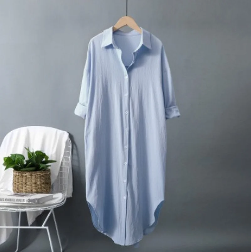 Neue Baumwoll- und Leinen-Dame – Casual Loose Linen Shirt Dress Bewertung und Preis
