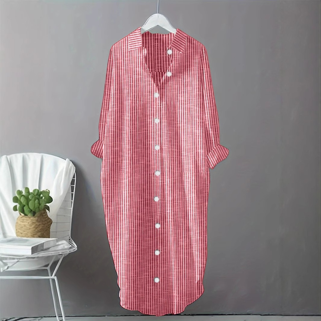 Vintage Baumwoll-Leinen Gestre – Casual Loose Linen Shirt Dress Bewertung und Preis