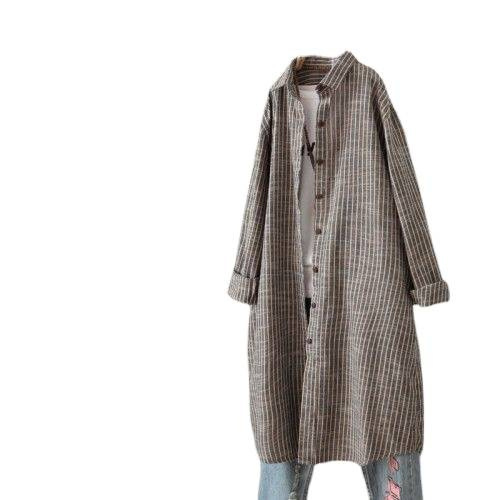 Vintage Baumwoll-Leinen Gestre – Casual Loose Linen Shirt Dress Bewertung und Preis