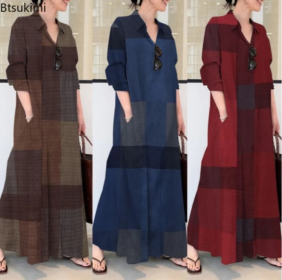 Modisches Neues Hemdkleid für  – Casual Loose Linen Shirt Dress Bewertung und Preis