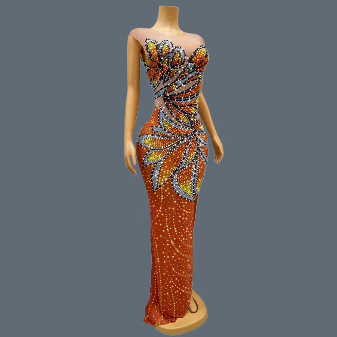 Damen Ärmelloses Mesh-Maxiklei – Sparkly Rhinestone Club Party Dress Bewertung und Preis
