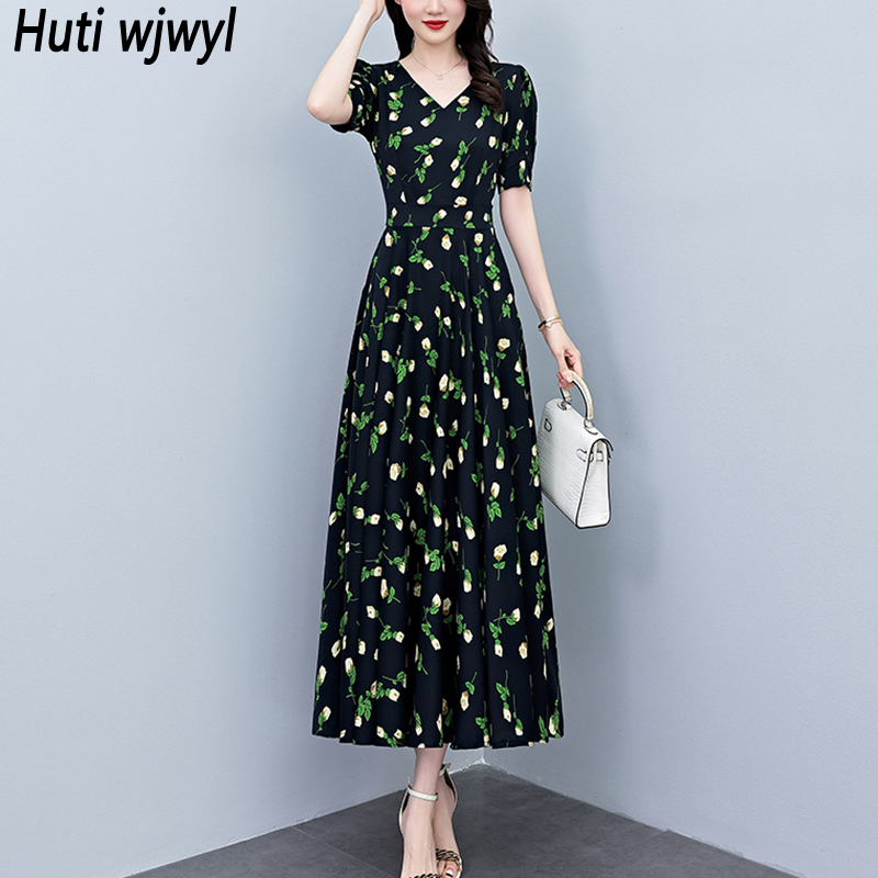 Sommer Kurzarm Bodycon Lange K – French Vintage Floral Midi Dress Bewertung und Preis
