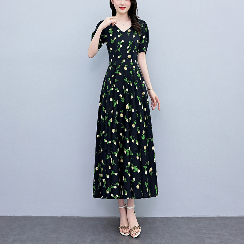 Sommer Kurzarm Bodycon Lange K – French Vintage Floral Midi Dress Bewertung und Preis