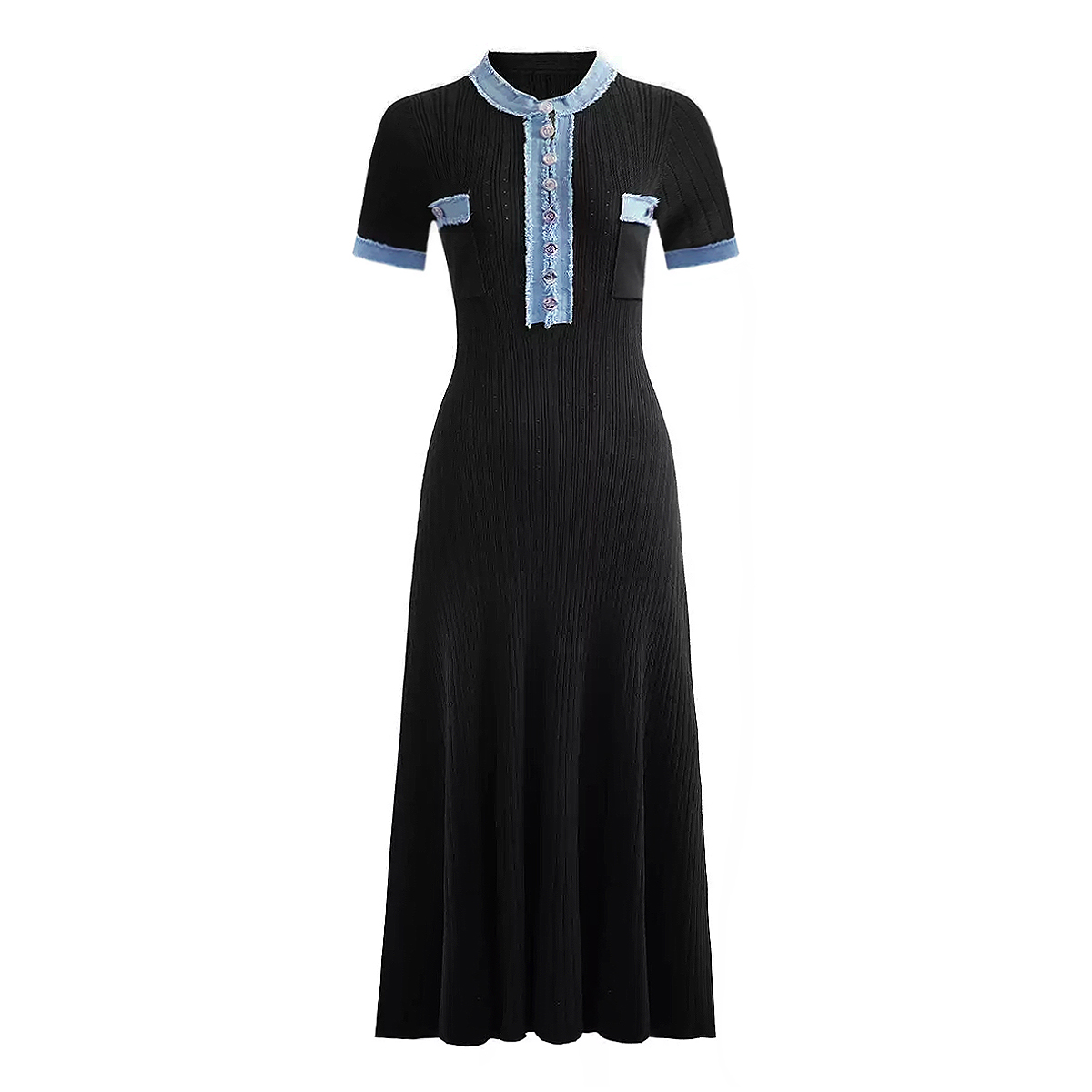 Geripptes Strick-Meerjungfraue – Bodycon Long Sleeve Ribbed Dress Bewertung und Preis