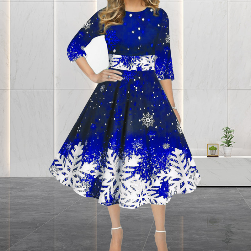 Winter Weihnachten Kleider Fra – French Vintage Floral Midi Dress Bewertung und Preis