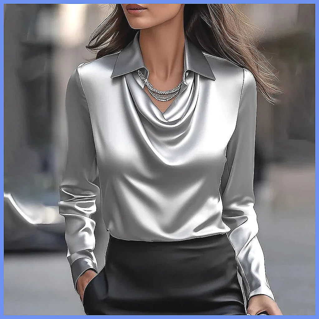 Vintage Satin-Bluse für Damen, – Blouses Bewertung und Preis