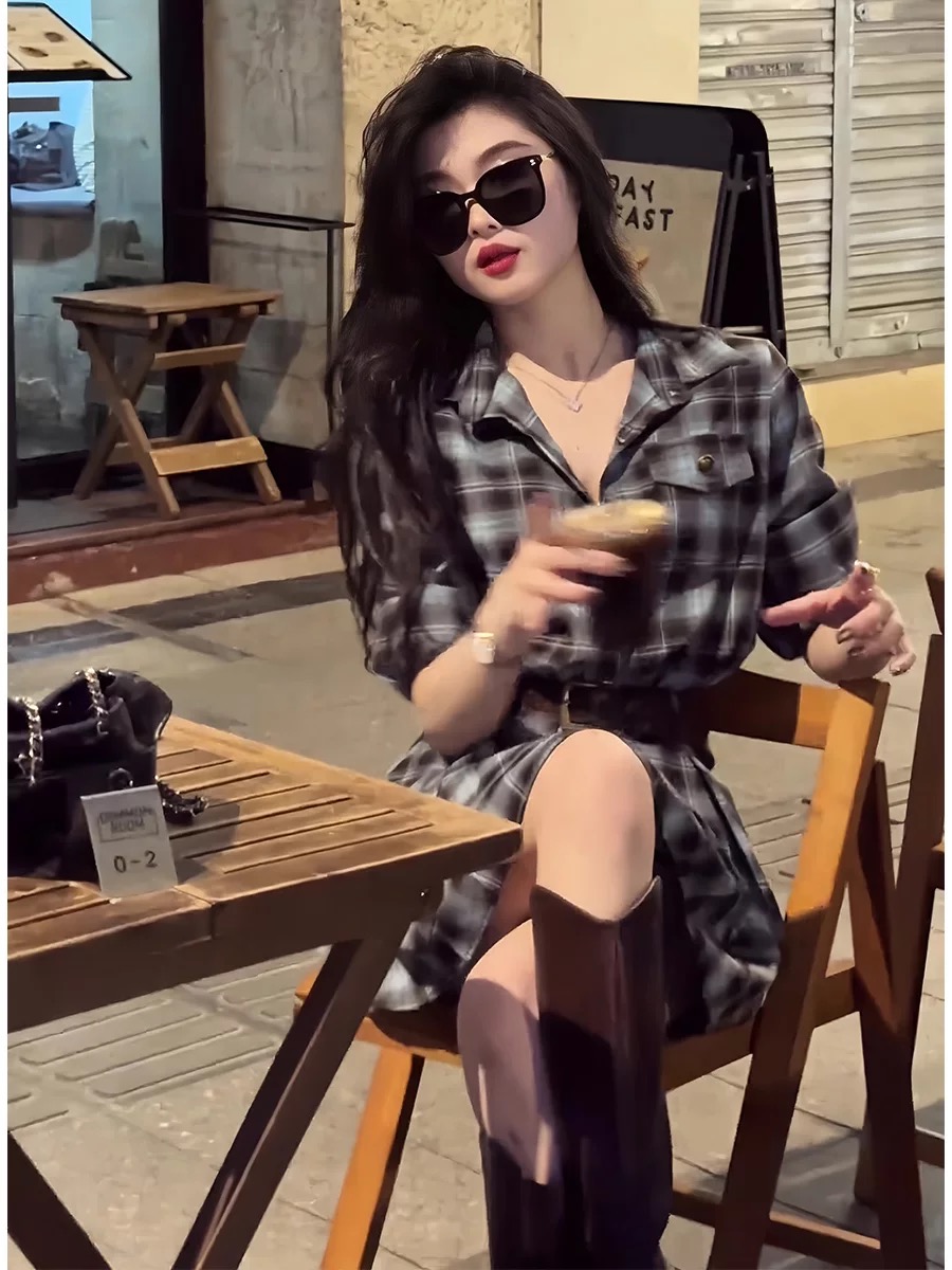 Koreanischer Stil Kariertes He – Korean Style A Line Shirt Dress Bewertung und Preis