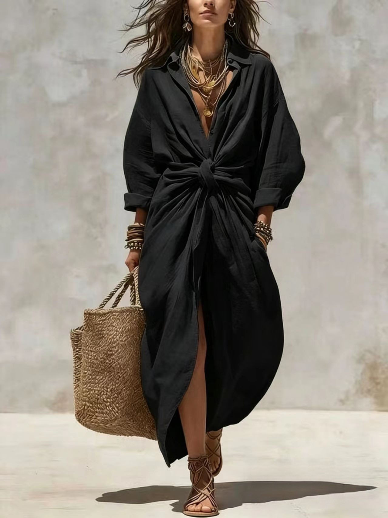Boho Weißes Leinen-Baumwoll-He – Casual Loose Linen Shirt Dress Bewertung und Preis