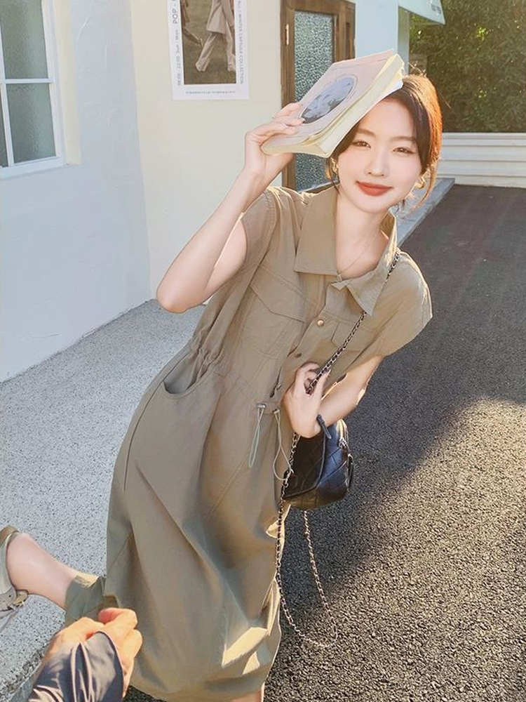 Schlankmachendes Übergrößen-He – Korean Style A Line Shirt Dress Bewertung und Preis