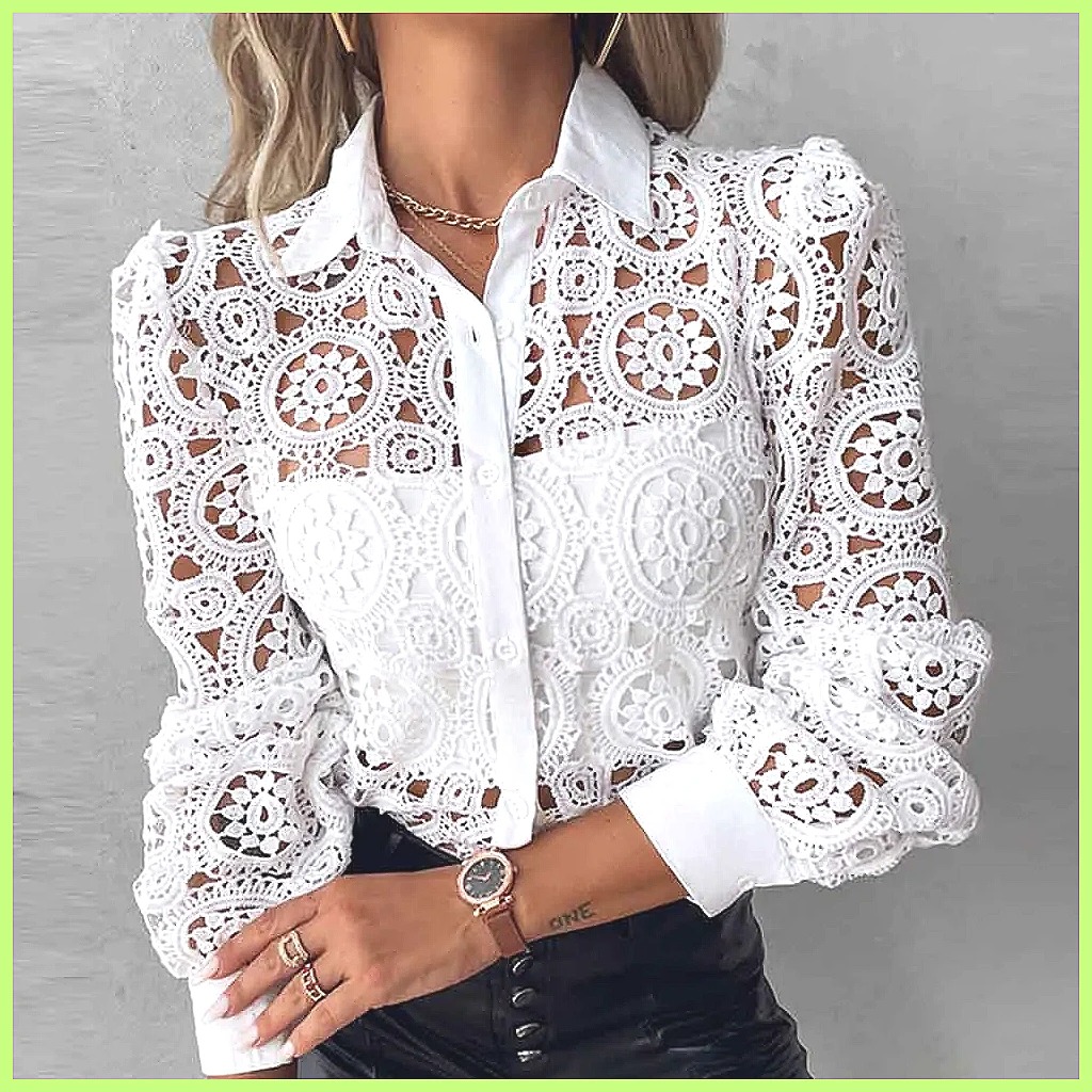 2025 Damen Weiße Spitzenbluse, – Blouses Bewertung und Preis