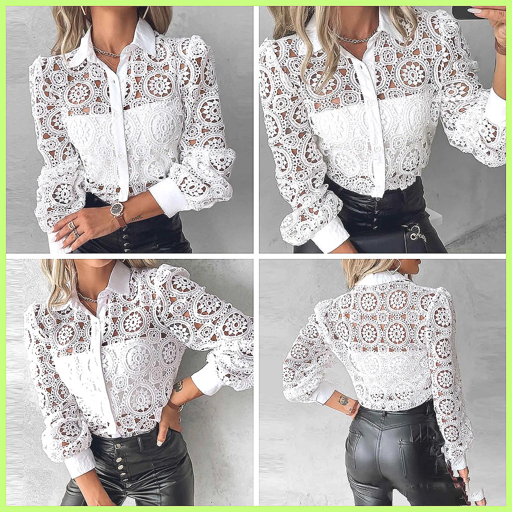2025 Damen Weiße Spitzenbluse, – Blouses Bewertung und Preis