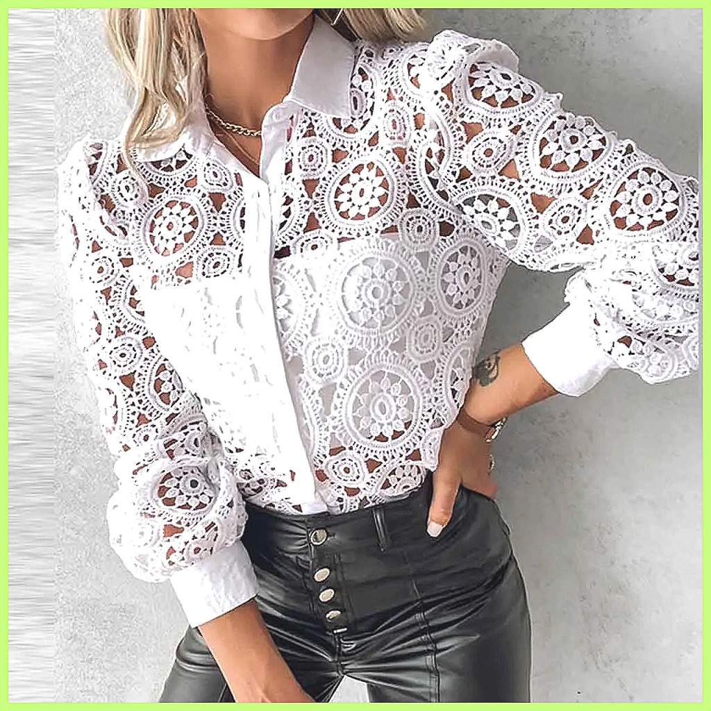 2025 Damen Weiße Spitzenbluse, – Blouses Bewertung und Preis