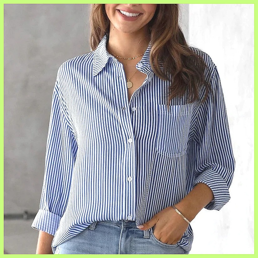 2025 Neue Gestreifte Oversize- – Blouses Bewertung und Preis
