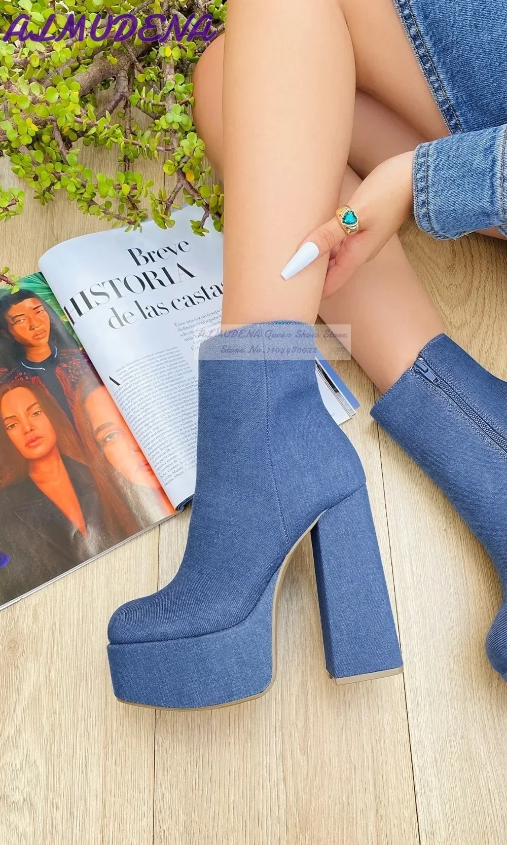 ALMUDENA Blue Denim Block Heel – Jeans Bewertung und Preis