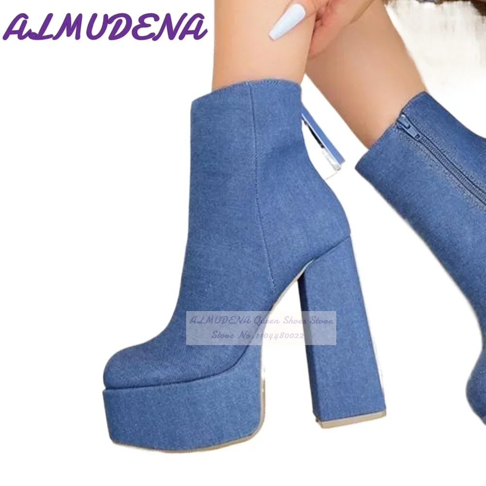 ALMUDENA Blue Denim Block Heel – Jeans Bewertung und Preis