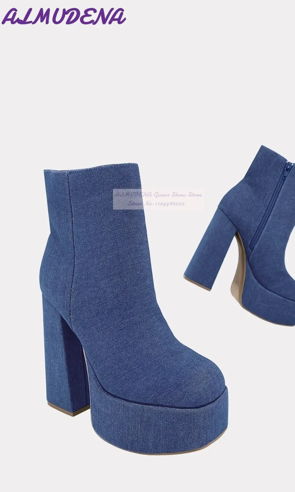 ALMUDENA Blue Denim Block Heel – Jeans Bewertung und Preis