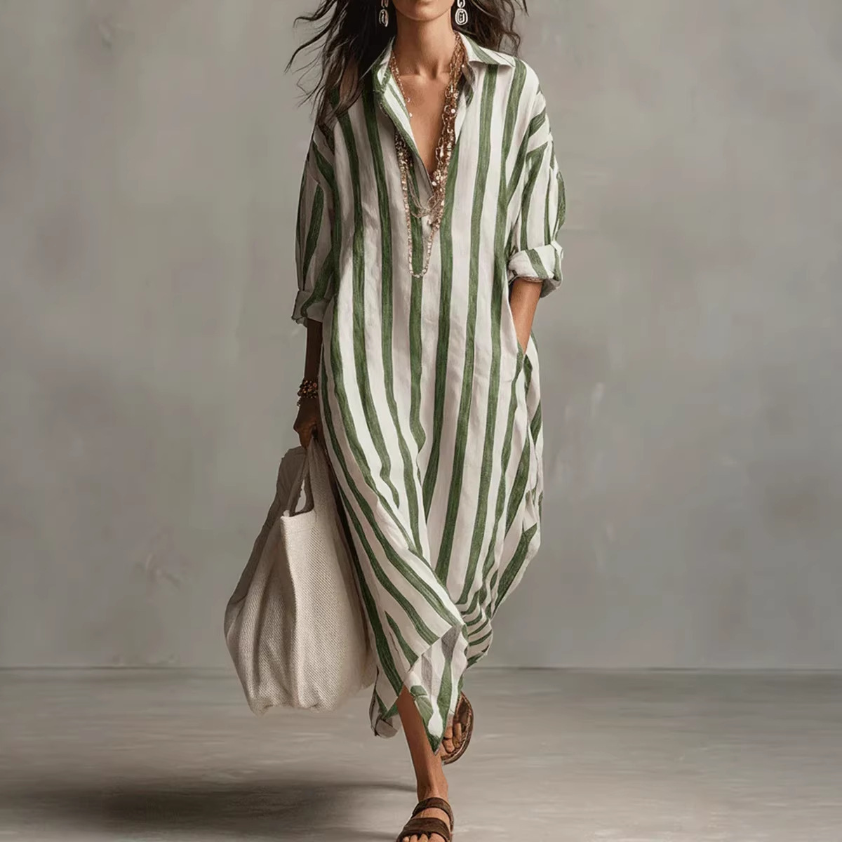 Sommerliches, elegantes Leinen – Casual Loose Linen Shirt Dress Bewertung und Preis
