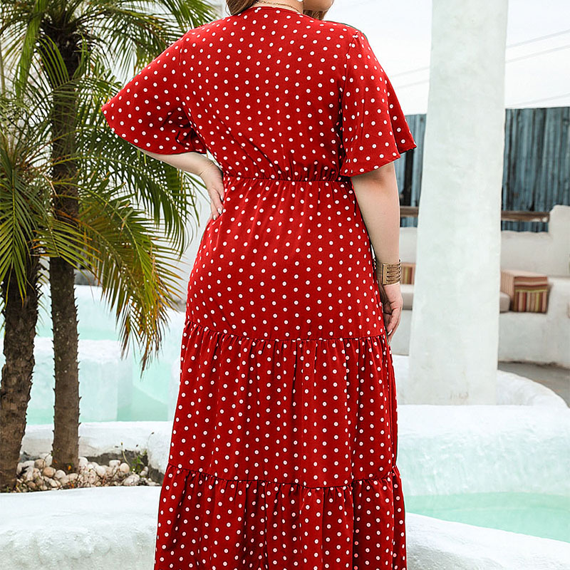 Boho Dot Bedrucktes V-Ausschni – Boho Summer Beach Maxi Dress Bewertung und Preis