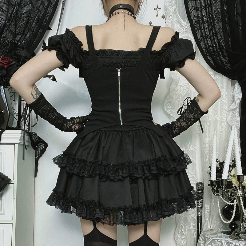 Goth Dark E-Girl Kawaii Spitze – Y2K Backless Halter Mini Dress Bewertung und Preis