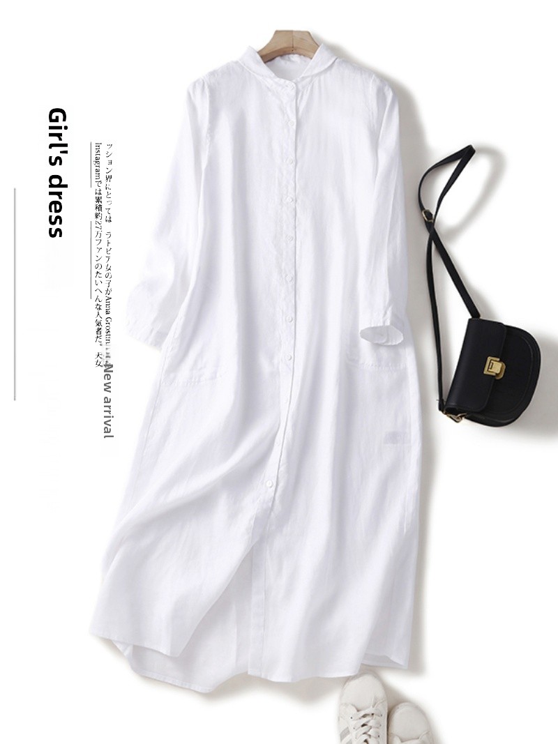 Leinen-Baumwoll-Mischgewebe La – Casual Loose Linen Shirt Dress Bewertung und Preis