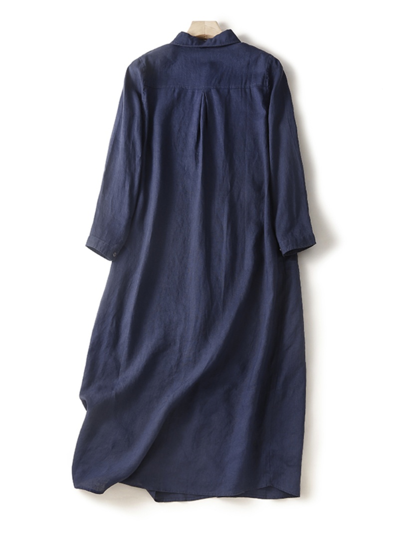 Leinen-Baumwoll-Mischgewebe La – Casual Loose Linen Shirt Dress Bewertung und Preis